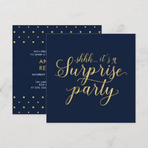 Invitación Navy & Gold   Fiesta de Jubilación Sorpresa Modern