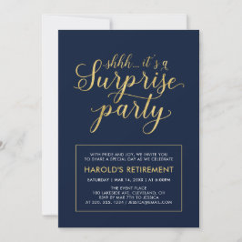 Invitación Navy & Gold | Fiesta de Jubilación Sorpresa Modern