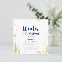 Navy & Gold Invierno Onederland Cumpleaños Primero
