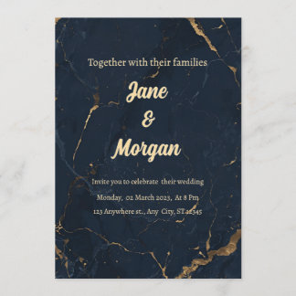 Invitación Navy Gold Marble Invite