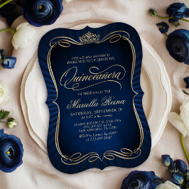 Invitación Navy Gold Quinceañera