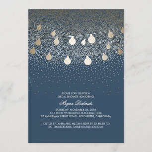 Invitación Navy Gold String ilumina la vieja ducha de novia
