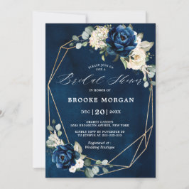 Invitación Navy Gold White Ivory Geometric Bridal Shower Invi