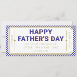 Invitación Navy Happy Father's Day Gift Voucher Card