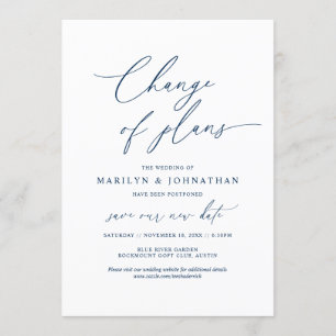 Invitación Navy Mínimo, Cambio de planes, boda pospuesta