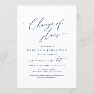 Invitación Navy Mínimo, Cambio de planes, boda pospuesta