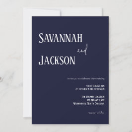 Invitación Navy Modern Elegant Wedding Invitation