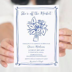 Invitación Navy Modern está fuera de la ducha de novia del me