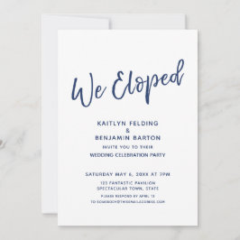 Invitación Navy Nos Fugamos Casual Moderno Solo Recepción