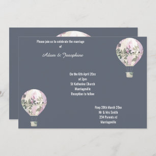 INVITACIÓN NAVY PINK CALIENTE AIRE BALLÓN ELEGANTE BODA
