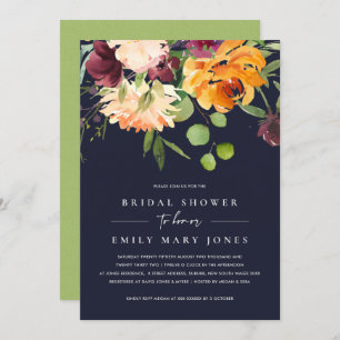 INVITACIÓN NAVY PINK NARANJA AMARILLO FLORAL BUNCH BRIDAL DUC