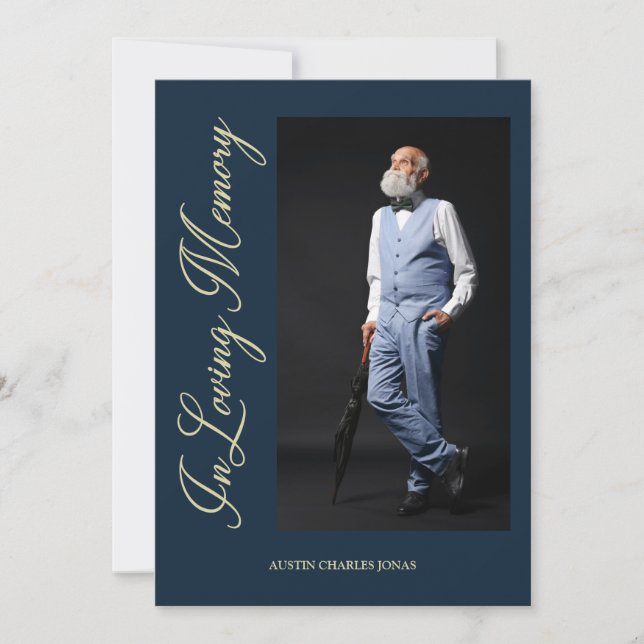 Invitación Navy Traditional Elegant Golden Effect Photo (Anverso)