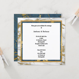 INVITACIÓN NAVY WHITE GOLD MARBLE BODA