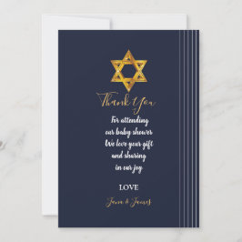 Invitación Navy y la estrella dorada de David gracias