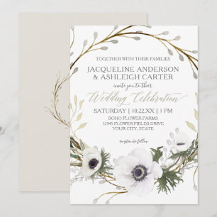 Invitación Neblina anémica moderna Fern Eucalipto Boda Wreath