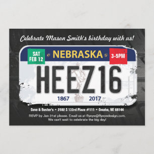Invitación Nebraska a los 16 años del niño