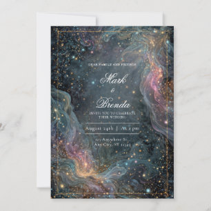 Invitación Nebulosa Celestial Bodas Doradas Etéreas