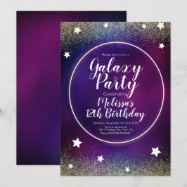 Invitación Nebulosa de Galaxia Espacial Cumpleaños Purpura Br