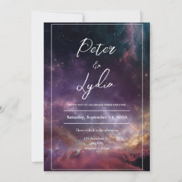 Invitación Nebulosa Vibrante Púrpura Rojo Dorado Celestial Bo