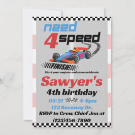 Invitación Necesidad de 4 velocidades Cumpleaños