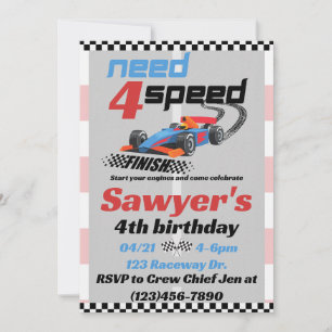 Invitación Necesidad de 4 velocidades Cumpleaños