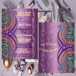 Invitación Necesidad de cuentas Mardi Gras Fiesta de la Masca