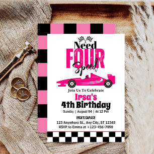 Invitación Necesita Chica De Coche De Carreras De Cuatro Velo