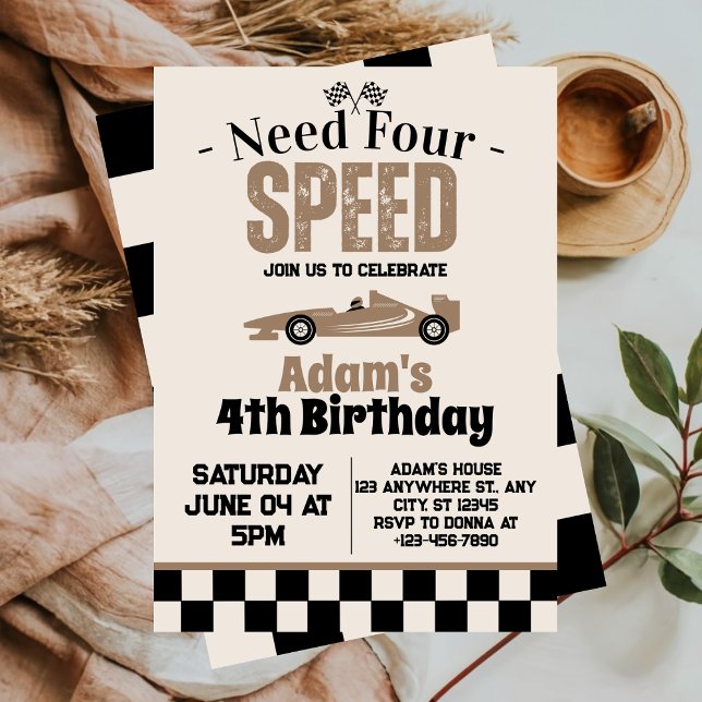 Invitación Necesita chico de cuatro velocidades Cumpleaños 4  (Subido por el creador)