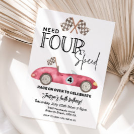 Invitación Necesita cuatro autos de carreras rojas de velocid