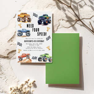 Invitación Necesita cuatro camiones monstruo de velocidad Cum