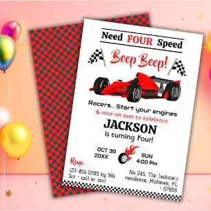 Invitación Necesita cuatro carreras de carreras rojas de velo