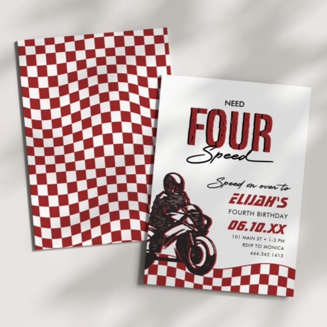 Invitación Necesita cuatro niños de velocidad cuarto cumpleañ (Subido por el creador)