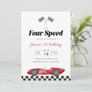 Invitación Necesita cuatro velocidades coche de carreras vint