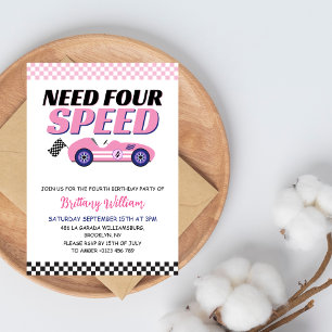 Invitación Necesita cuatro velocidades de Chica de coches de