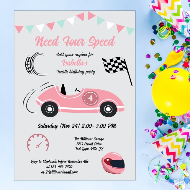 Invitación Necesita cuatro velocidades Festividad de Carrera  (Subido por el creador)