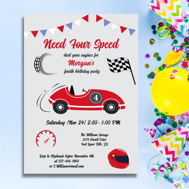 Invitación Necesita cuatro velocidades Festividad de Carrera  (Subido por el creador)