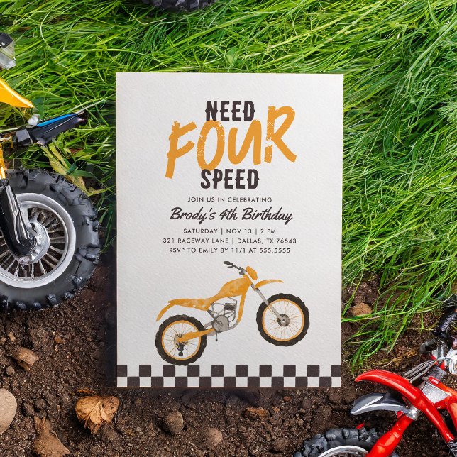 Invitación Necesita cuatro velocidades Yellow Dirt Bike Boy 4 (Subido por el creador)