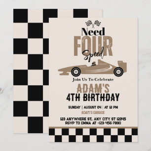 Invitación Necesita Cumpleaños De 4 Años Del Niño De Coche De
