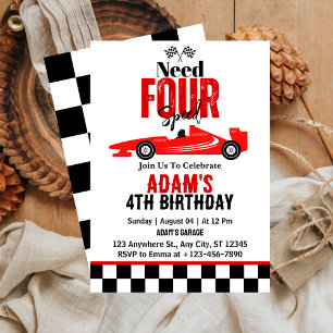 Invitación Necesita Cumpleaños De Niño De 4 Años De Carrera D