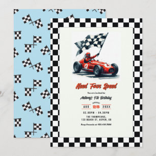Invitación Necesita Fiesta de Cumpleaños de Coche de Carreras
