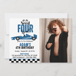 Invitación Necesita Foto de Cumpleaños Número 4 de Niño con C