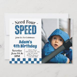 Invitación Necesita foto de cumpleaños número 4 de niño Four