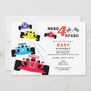Invitación Necesita Racer de cuatro velocidades Carrera de au