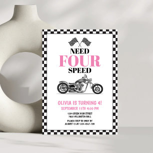 Invitación Necesita una bicicleta pesada rosa de cuatro veloc