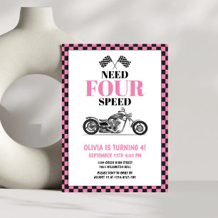 Invitación Necesita una bicicleta pesada rosa de cuatro veloc
