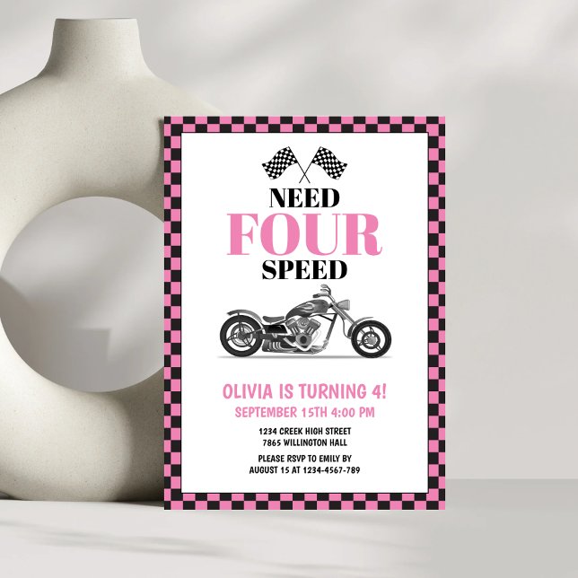 Invitación Necesita una bicicleta pesada rosa de cuatro veloc (Subido por el creador)