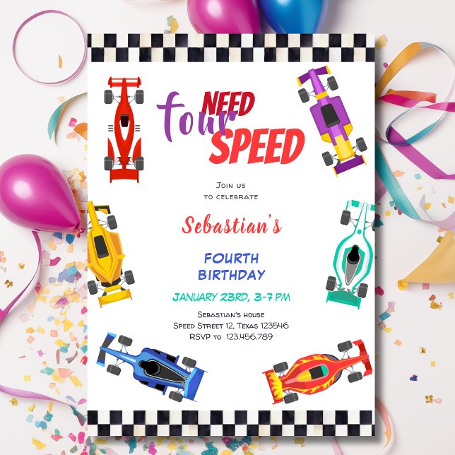 Invitación Necesitan cuatro autos de carreras de velocidad cu (Subido por el creador)