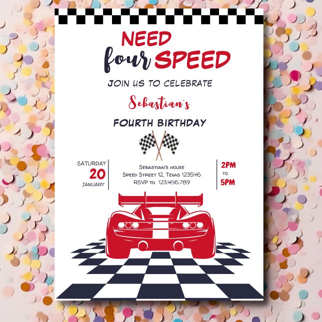 Invitación Necesitan cuatro autos de carreras de velocidad cu (Subido por el creador)