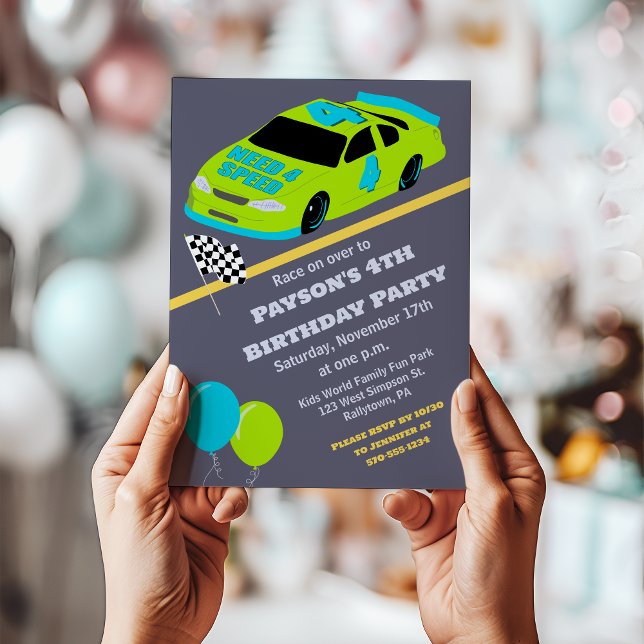Invitación Necesito 4 Race Car Boys cuarto Fiesta de cumpleañ (Subido por el creador)