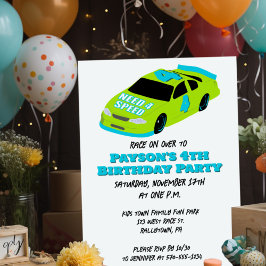 Invitación Necesito 4 Race Car Boys cuarto Fiesta de cumpleañ